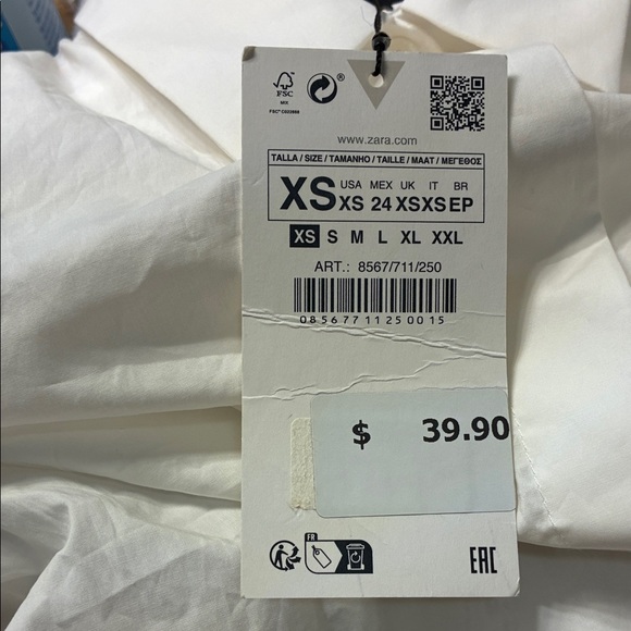 NWT Zara White Cropped Top in Sz XS - Picture 9 of 14